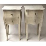 BEDSIDE CHESTS, a pair, French Louis XV style, traditionally grey painted,