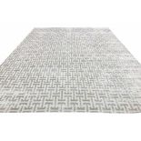 CONTEMPORARY ART DECO DESIGN SILK CARPET, 400cm x 300cm, geometric silver field.