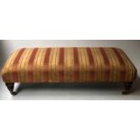 HEARTH STOOL, Victorian style, rectangular in striped crushed silk velvet, on turned supports,