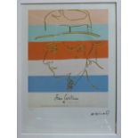 ANDY WARHOL 'Jean Cocteau', lithograph, from Leo Castelli gallery, stamped on reverse, edited by G.