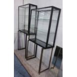 PURE WHITE LINES DISPLAY CABINETS, on stands, a set of two, 79.5cm x 27.