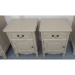 BEDSIDE CABINETS, a pair, French style, grey painted,
