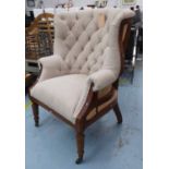 PURE WHITE LINES HAMPTON DECONSTRUCTED WINGBACK ARMCHAIR, 77cm wide.
