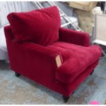 SOFA.COM ARMCHAIR, crimson velvet finish, 85cm approx.