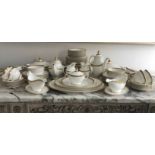 DINNER SERVICE, English, fine bone china, Royal Doulton 'Royal Gold', 12 place, 7 piece setting.