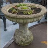 PLANTER, 19th century style reconstituted stone on pedestal, 74cm H x 83cm diam.