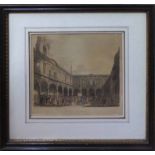 THE ROYAL EXCHANGE and PRESENT STOCK EXCHANGE, a pair of colour engravings,