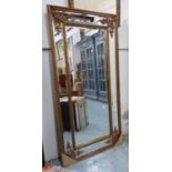 CONTINENTAL STYLE MIRROR, gilt and bevelled plate frame, 184cm x 92cm.