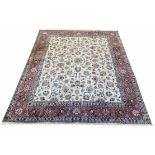 FINE TABRIZ PART SILK CARPET, 250cm x 200cm, all over palmette and vine design.