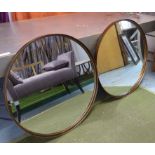 WALL MIRRORS, a pair, 1960's French style, 83.5cm Diam approx.