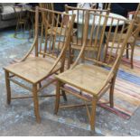 OKA CHAIRS, a set of six with caned seats, each 46cm W x 100cm H.