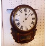 FUSEE WALL CLOCK, Victorian mahogany, seven day with a Roman numeralled dial and brass stringing,
