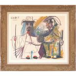 PABLO PICASSO Untitled, 1972, lithograph, suite: Kiss at Avignon, 45cm x 60cm, framed and glazed.