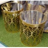 SIDE TABLES, a pair, 1970's Italian style, foliate barrel design, 42cm H.