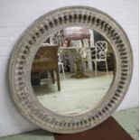 WALL MIRROR, Indian grey painted, with circular carved pendant frame, 120cm diam.