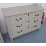 CHEST OF DRAWERS, Swedish style grey painted with three long drawers, (similar to the previous lot),