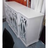 SIDEBOARD, Hamptons style, of breakfront form, white finish, with mirrored doors,