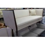 SOFA, contemporary design, ivory upholstered, with two scatter cushions, 200cm W approx.