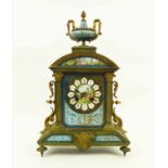 MANTEL CLOCK, 19th century French Sèvres style porcelain and gilt metal, 41cm H x 26cm x 13cm.