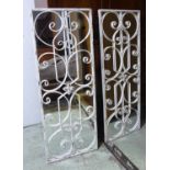 GARDEN WALL MIRRORS, a pair, trellis design, 128cm x 48cm.