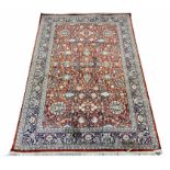 FINE PURE SILK TEHRAN DESIGN RUG, 185cm x 123cm.