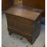 BACH WELSH COFFER, 17th century oak with hinged top, 52cm x 35cm x 48cm.