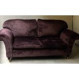 SOFA, George Smith style, purple velvet upholstered with back and seat cushions,