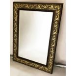WALL MIRROR, rectangular bevelled plate within a gilt berry and trellis frame, 84cm x 114cm H.