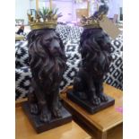 'THE QUEEN'S BEASTS', a pair, stylised, with gilt crowns.