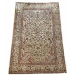 FINE SIGNED PURE SILK HEREKE RUG, 152cm x 102cm.