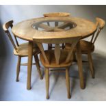 H J BERRY DINING CHAIRS, a set of 4, with matched dining table, solid ash,