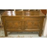 COFFER, Charles II oak, circa 1680, with hinged top and arcaded panel front,