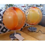 TABLE LAMPS, a pair, contemporary orb design, 41cm H.