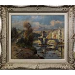 VICTOR ROUSSEAU (1865-1954) 'Pont Vieux de Sospel', oil on canvas, signed, 45cm x 54cm, framed.