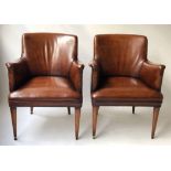 BRIDGE ARMCHAIRS, a pair,