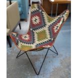 AFTER ANTONIO BONET, JUAN KURCHAN AND JORGE FERRARI HARDY BUTTERFLY STYLE CHAIR, faux kilim finish,