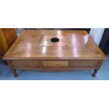 DRINKS TABLE, French provincial style, with central wine cooler and various compartments,