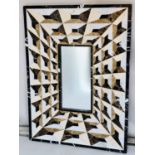 WALL MIRROR, rectangular within a trompe l'oeil specimen parquetry marble frame, 74cm x 102cm H.