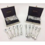 CHRISTOFLE CUTLERY, a set of twelve unused ice cream spoons and a set of twelve unused cake forks,