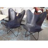 AFTER ANTONIO BONET, JUAN KURCHAN AND JORGE FERRARI HARDY BUTTERFLY STYLE CHAIRS, a pair, 92cm H.