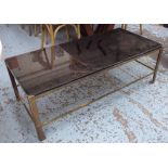 ATTRIBUTED TO JACQUES QUINET LOW TABLE, vintage 1950's French bass and smoked glass,