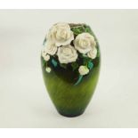 FRANZ PORCELAIN VAN GOGH WHITE ROSES VASE, 41cm H.