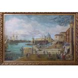 'SANTA MARIA DELLA SALUTE FROM RIVA DEGLI SCHIAVONI', oil on canvas, 140cm x 200cm, framed.