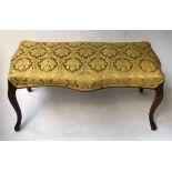 HEARTH STOOL, 19th century French style yellow silk brocade upholstered with cabriole supports,