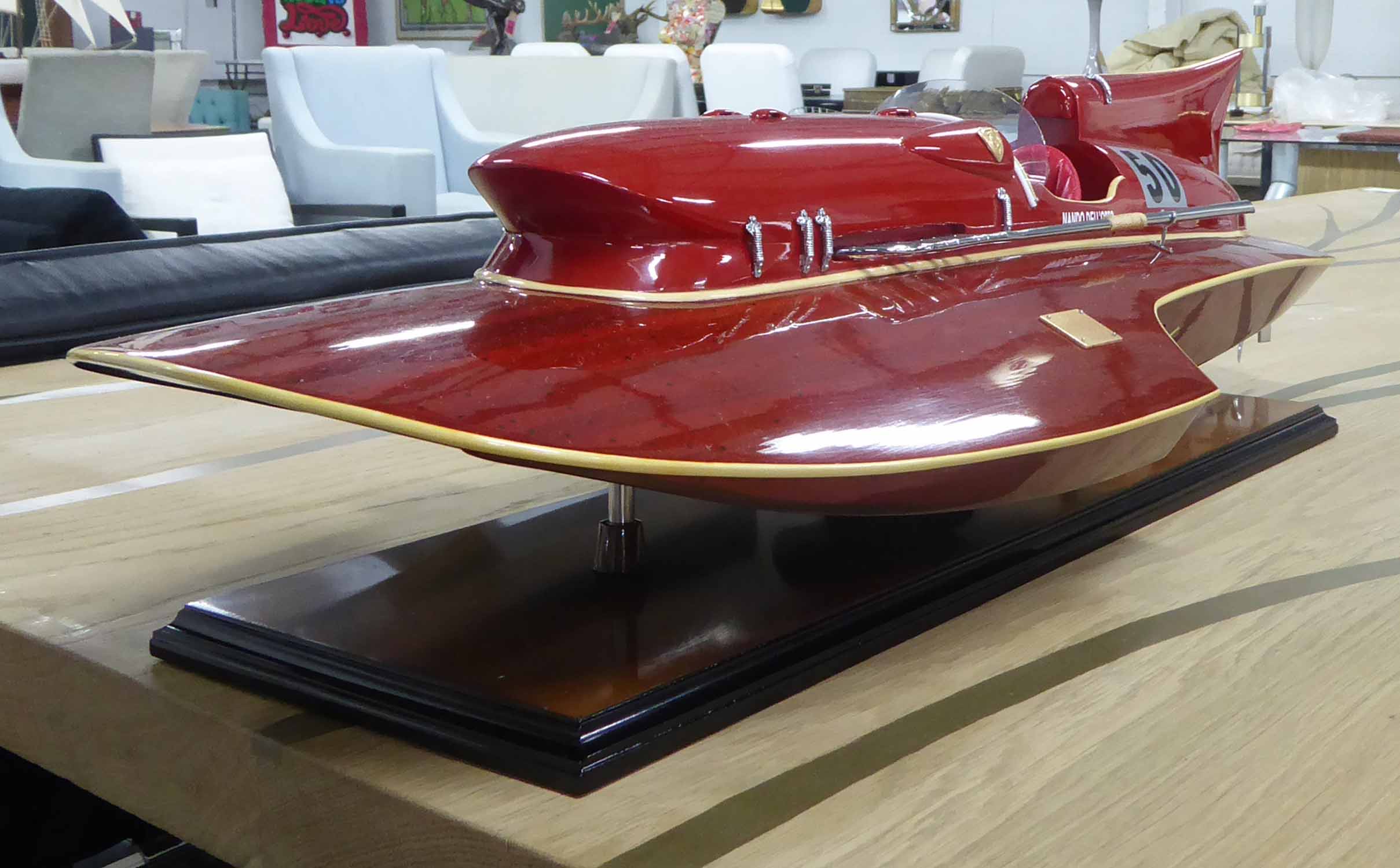 THUNDER BOLT HYDROPLANE MODEL BOAT, on stand, 80cm x 15cm x 22cm. - Image 2 of 2