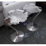 GINKGO LEAF SIDE TABLES, a pair, 1970's Italian style, polished metal finish, 55cm H.