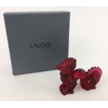 LALIQUE RED 'DRAGON' PAPERWEIGHT, with box, 10cm L x 8cm H.
