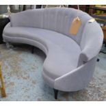 BEN WISTLER SOFA, kidney shaped, grey velvet finish, 235cm W approx.