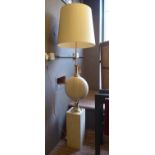 ATTRIBUTED TO PHILIPPE BARBIER FLOOR LAMP, vintage 1970's, travertine and polished brass,