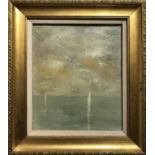 MICHEL ROY SAINT ALBAN (1923-2015) 'Sailboats on a Calm Sea', oil on canvas, signed, 26cm x 21cm,
